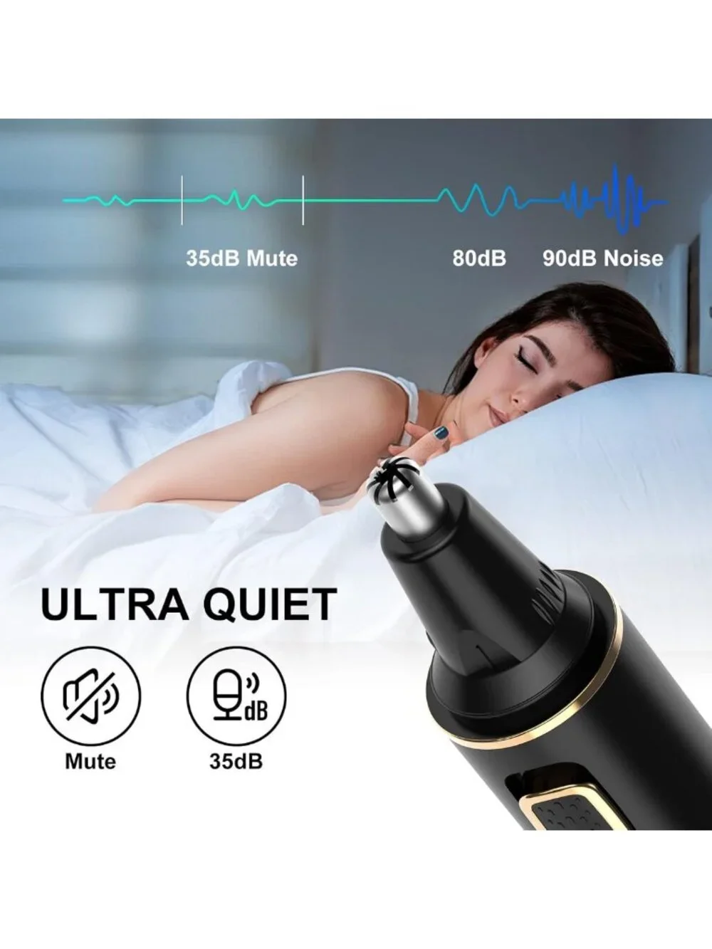 Rechargeable 2-in-1 Nose & Ear Hair Trimmer, Painless, Waterproof, Dual Edge